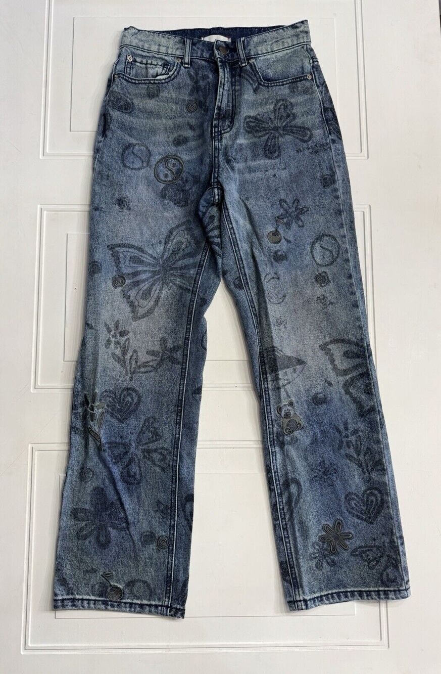 BDG Urban Outfitters Womens Sz 26 Graffiti Straight Leg Jeans Cowgirl